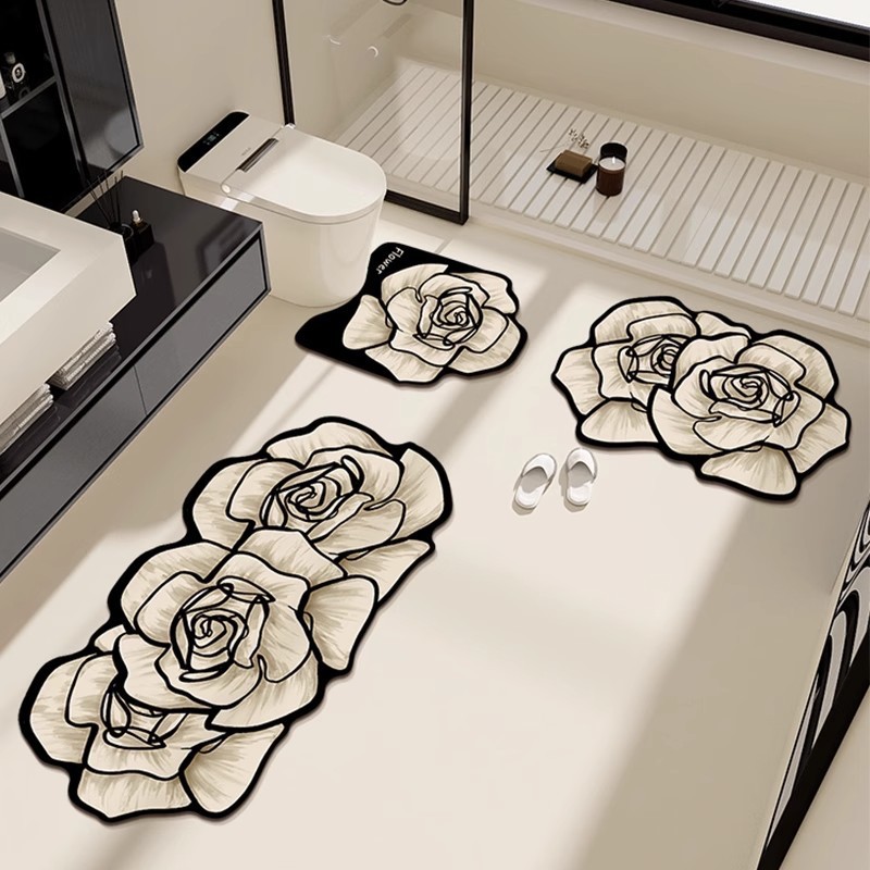 Home Toilet Bathroom Design - 3 قطع من سجاد الحمام المصمم