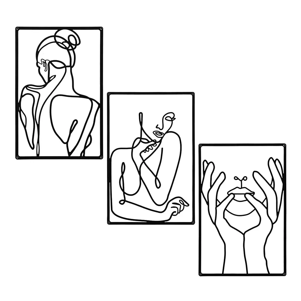 Home Goods Bathroom - ديكور حائط رسم خط تجريدي ،
