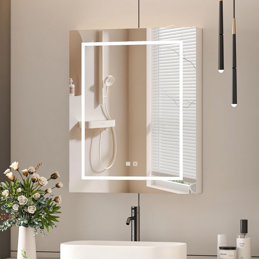 Home Outlet Bathroom Mirrors - خزانة أدوية 24×30 مع إضاءة، خزانة