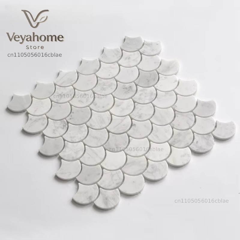 Home Bathroom Wall Tiles - بلاط فسيفساء رخامي مموج على شكل