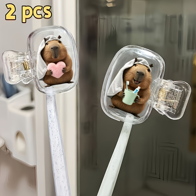 Home Essentials Bathroom Accessories - قطعتان من أغطية رؤوس فرشاة الأسنان