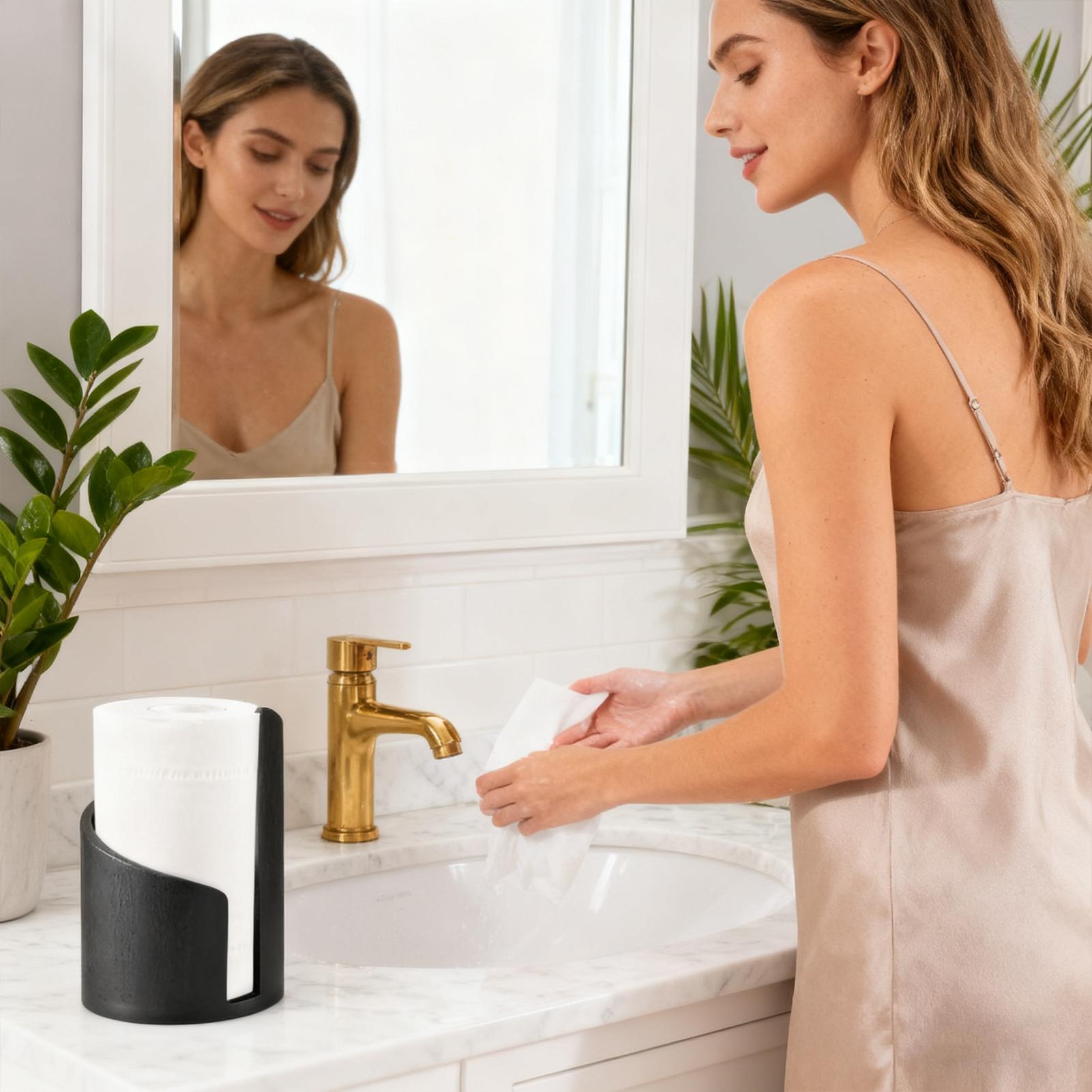 Home Bathroom Paper Towel Dispenser - الخشب حامل المناشف الورقية مزرعة موزع