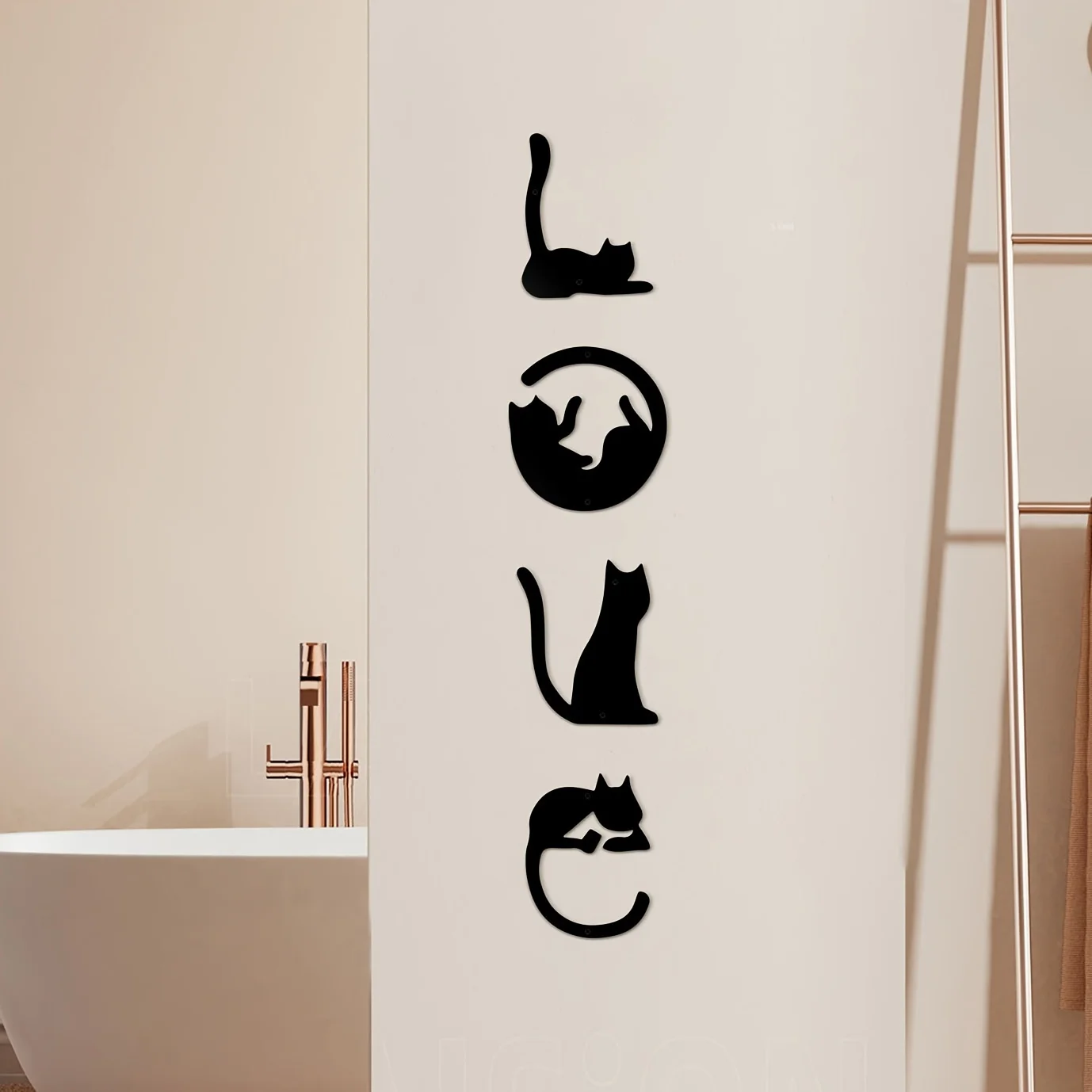 Home Goods Bathroom - هيللويونغ-ديكور جداري معدني لطيف للقطط ،