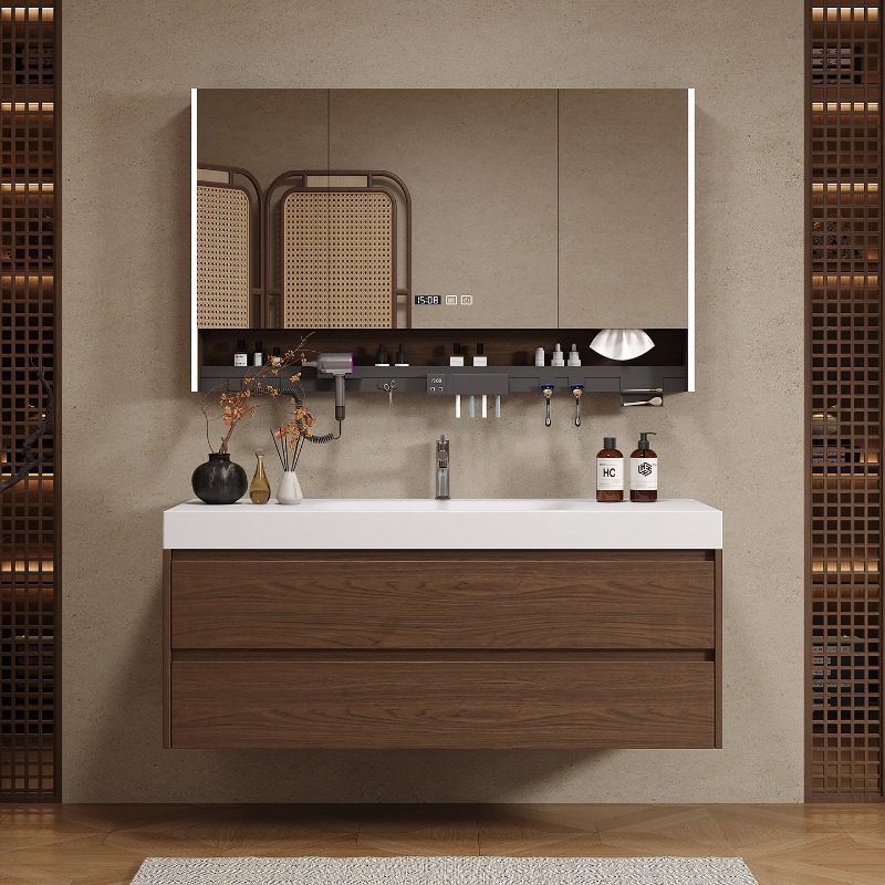 Home Bathroom Partition - خزانة حمام خشبية فاخرة حديثة موفرة