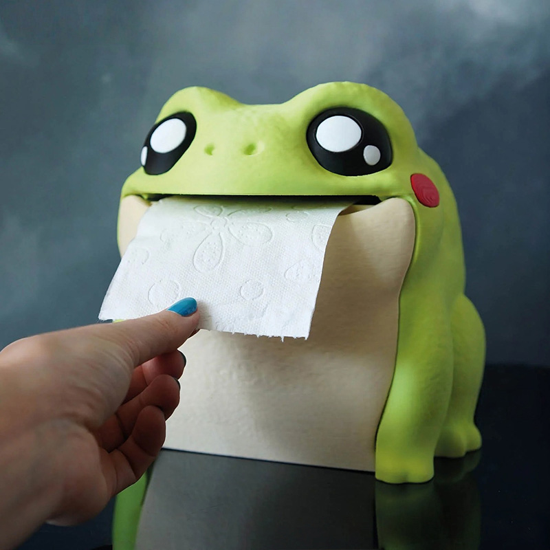 Home Bathroom Paper Towel Dispenser - مضحك الضفدع الأنسجة صندوق المحمولة حامل
