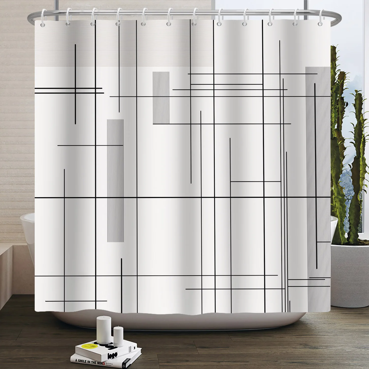 Home Bathroom Partition - خط بسيط نمط دش الستار للحمام