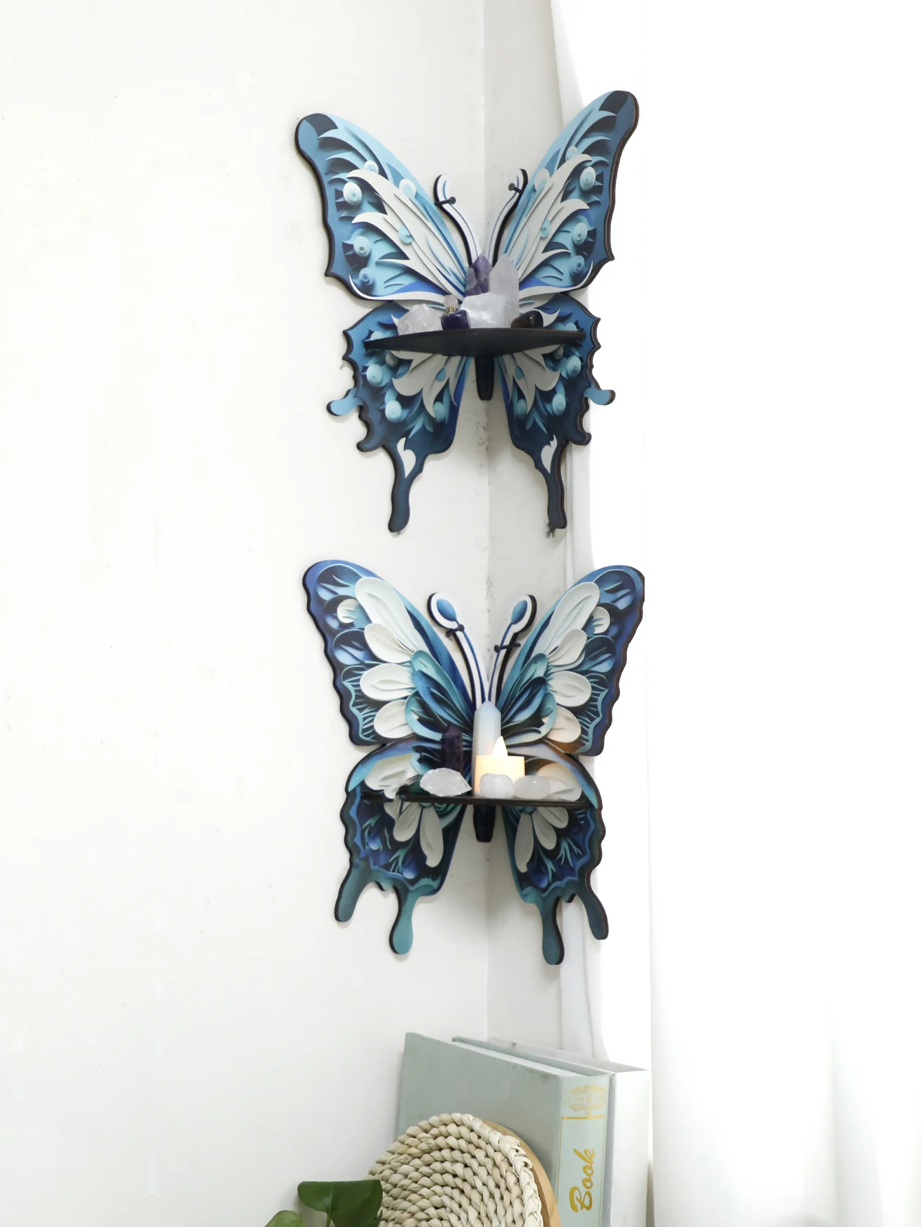 ثلاثة ألوان فراشة كريستال الجر - مراجعة Home Essentials Bathroom Rack وسعره