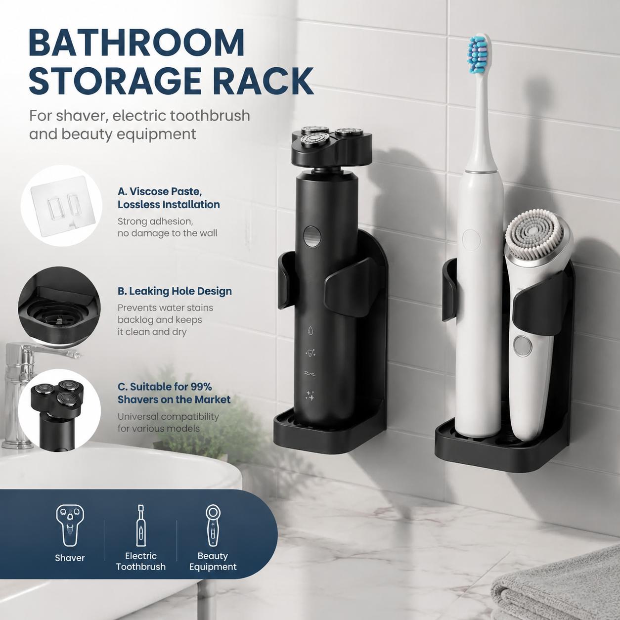 حامل فرشاة أسنان ذاتي اللصق بد - مراجعة Home Essentials Bathroom Rack وسعره