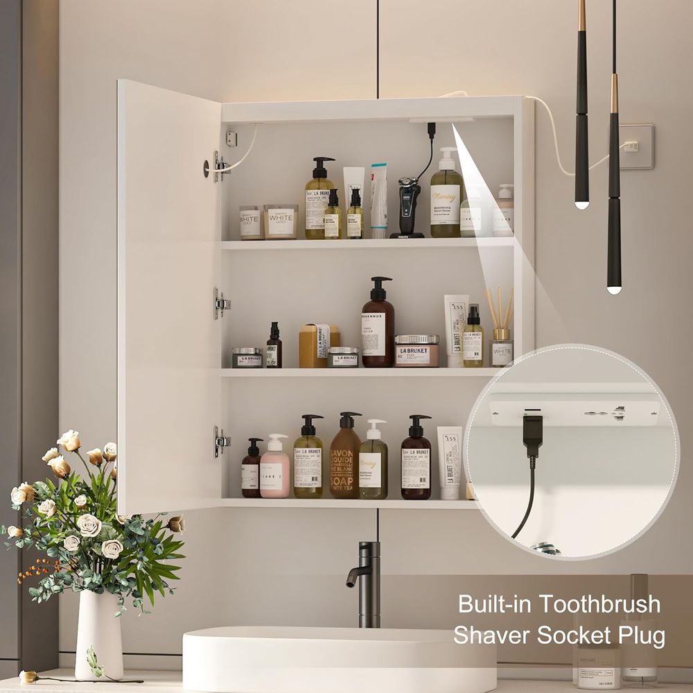 خزانة أدوية 24×30 مع إضاءة، خز - مراجعة Home Outlet Bathroom Mirrors وسعره