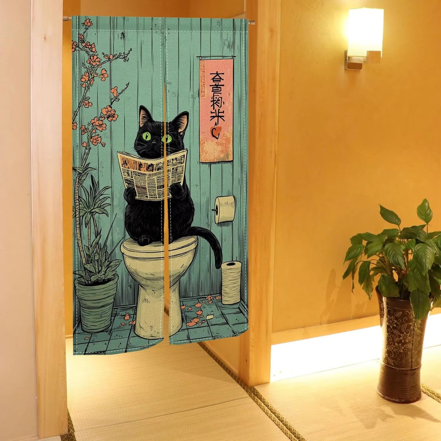 ستارة نصفية بتصميم قطة سوداء م - مراجعة Home Bathroom Partition وسعره