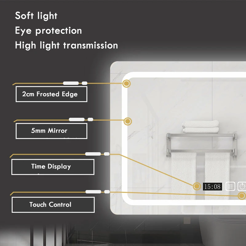 مرآة حمام مستطيلة ذكية بإضاءة  - مراجعة Bathroom Mirror Led وسعره