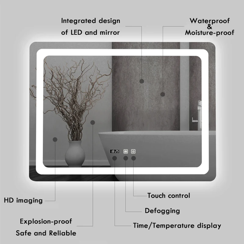 مرآة حمام مستطيلة ذكية بإضاءة  - مراجعة Bathroom Mirror Led وسعره