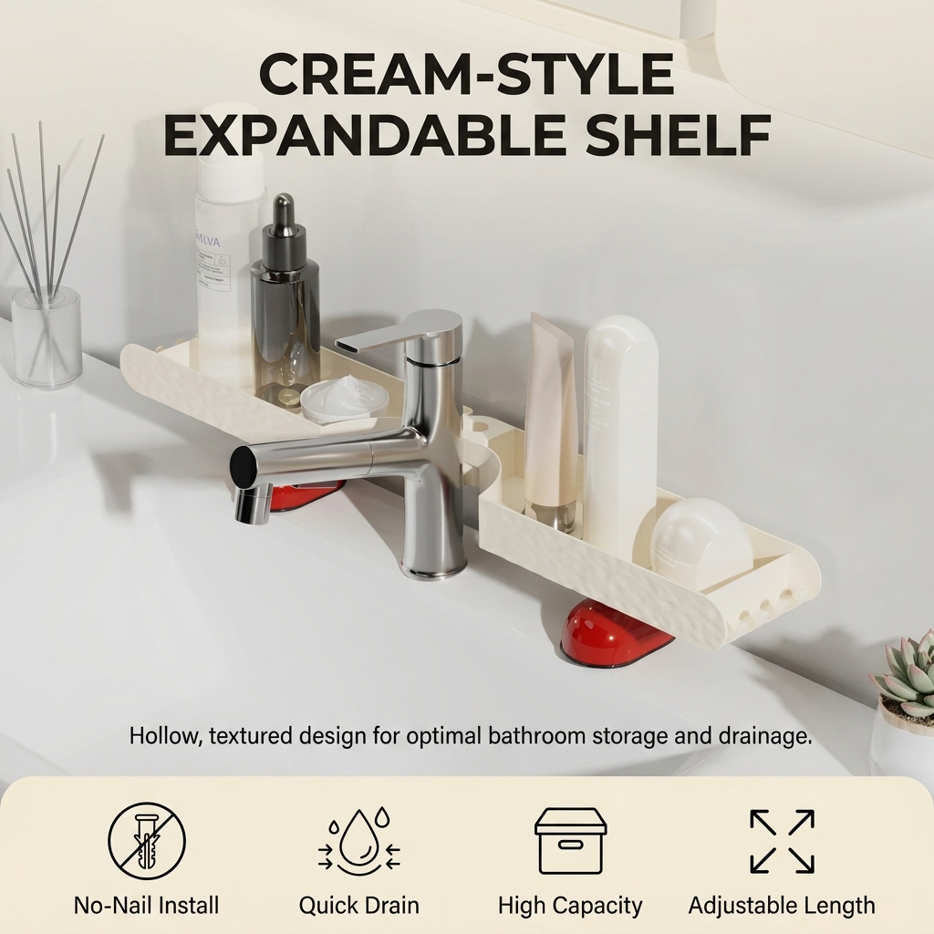 منظم حمام، رف تخزين مستحضرات ا - مراجعة Home Essentials Bathroom Rack وسعره