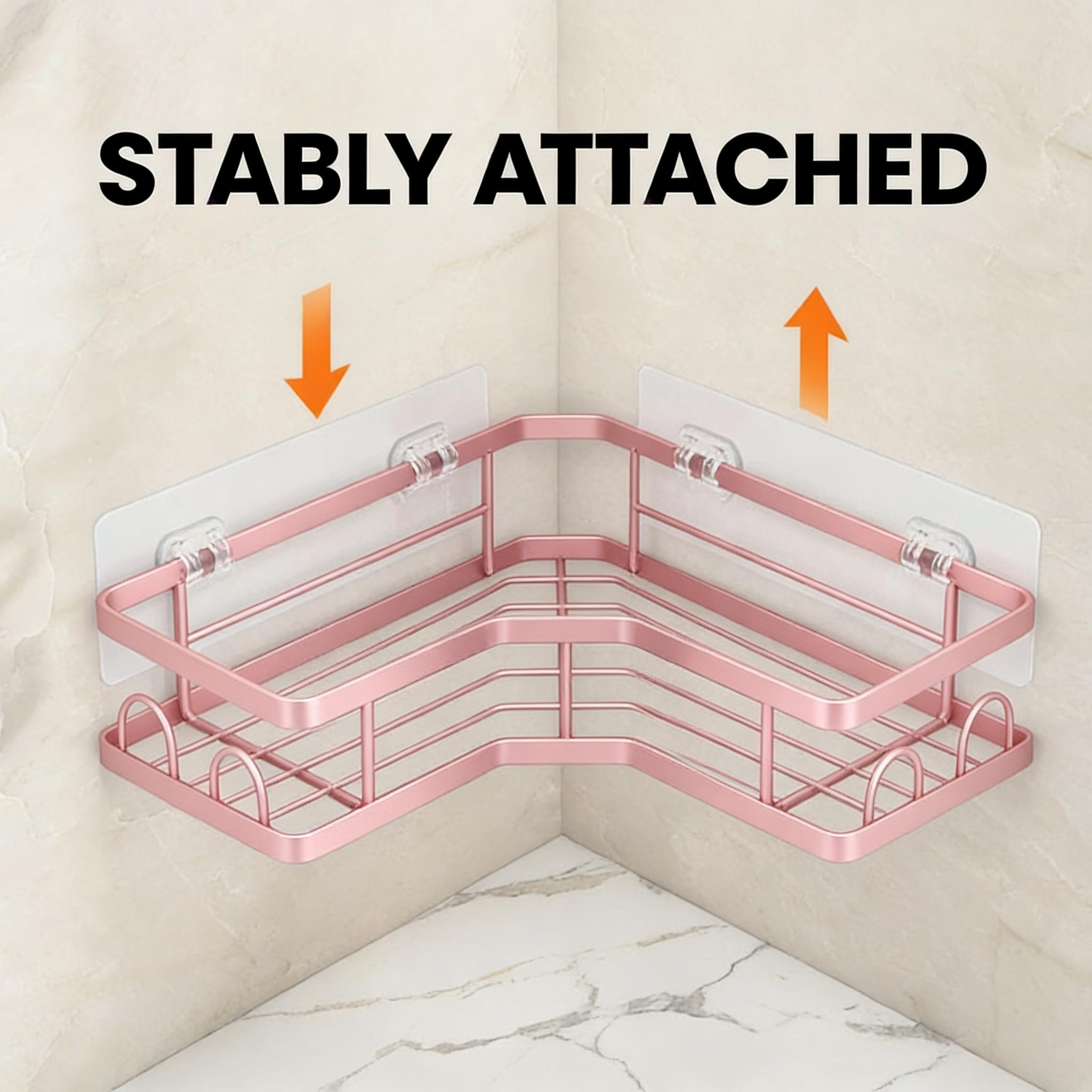 مجموعة منظم دش وردي بتصميم بسي - مراجعة Home Essentials Bathroom Rack وسعره