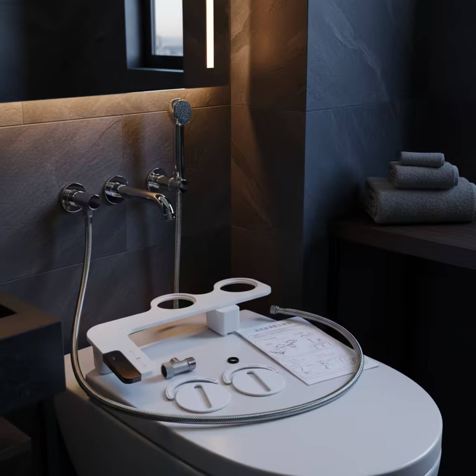 شطاف مع لوحة تحكم جانبية، تصمي - مراجعة Home Toilet Bathroom Design وسعره