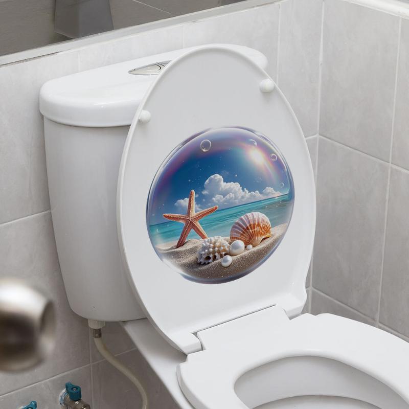 【HG】ملصق مرحاض بتصميم البحر، م - مراجعة Home Toilet Bathroom Design وسعره
