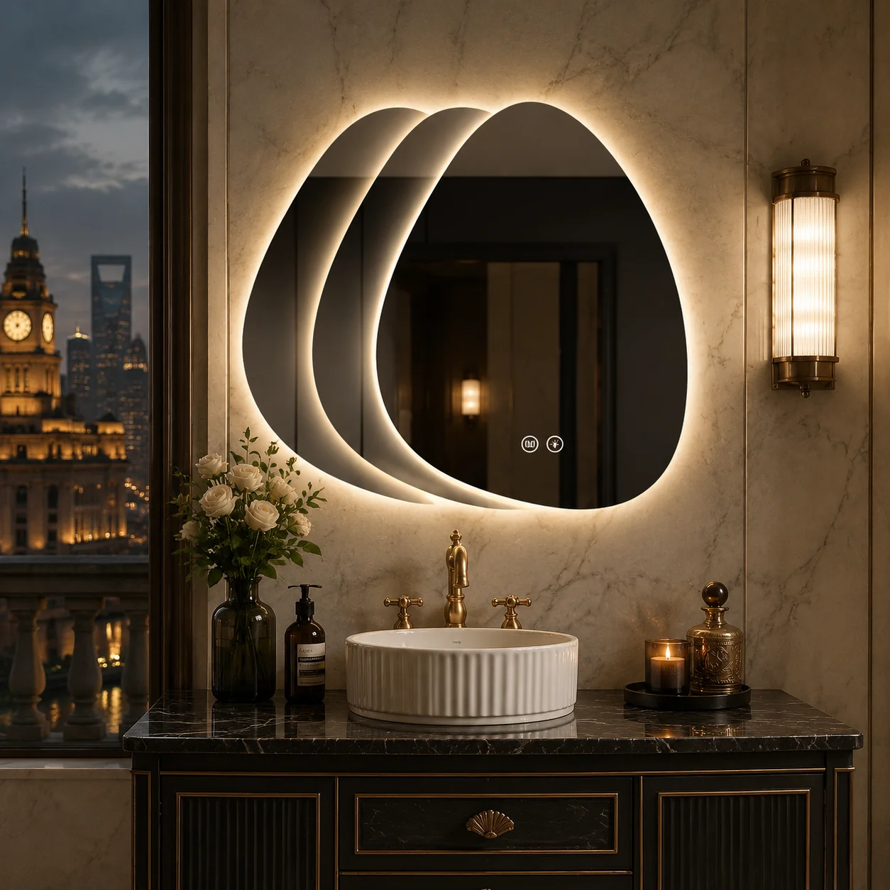 مرآة حمام ذكية بشكل غير منتظم  - مراجعة Bathroom Mirror Led وسعره