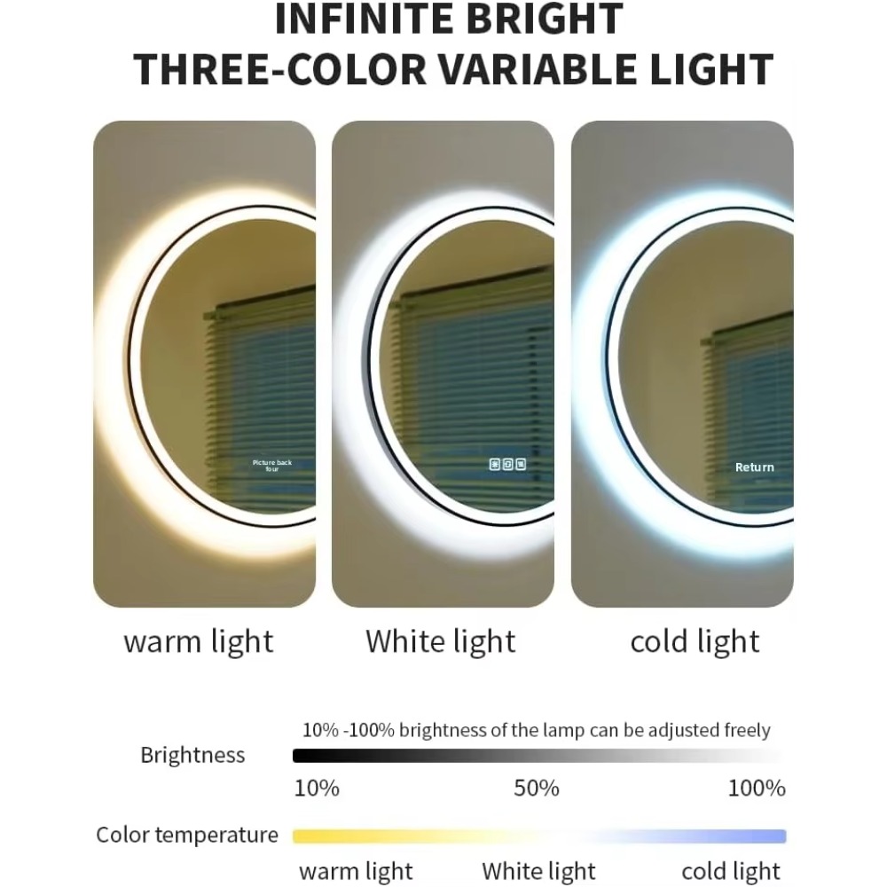 مرآة حمام ذكية حديثة مستديرة م - مراجعة Bathroom Mirror Led وسعره
