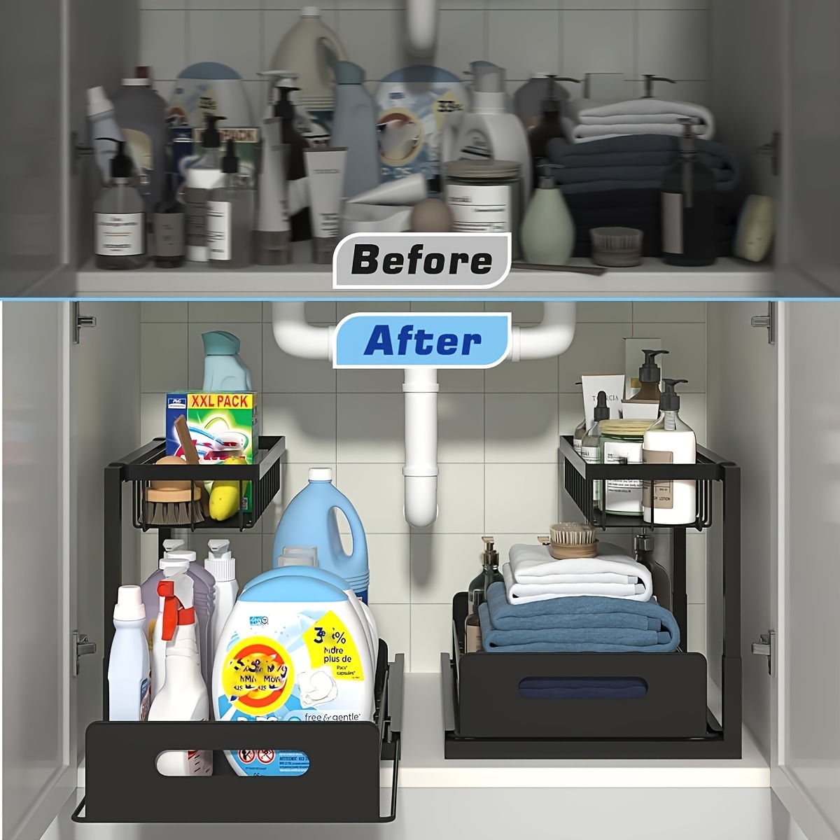 مجموعة أرفف تخزين المطبخ تحت ا - مراجعة Home Essentials Bathroom Rack وسعره