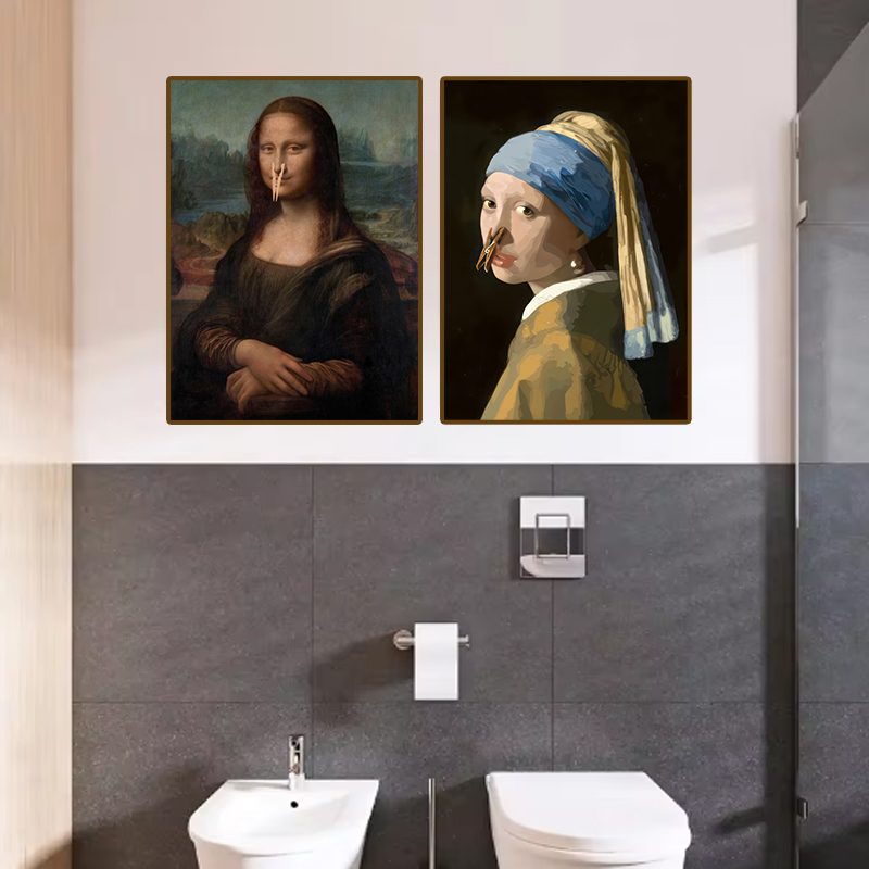 لوحة فنية تجريدية مضحكة للحمام - مراجعة Home Toilet Bathroom Design وسعره