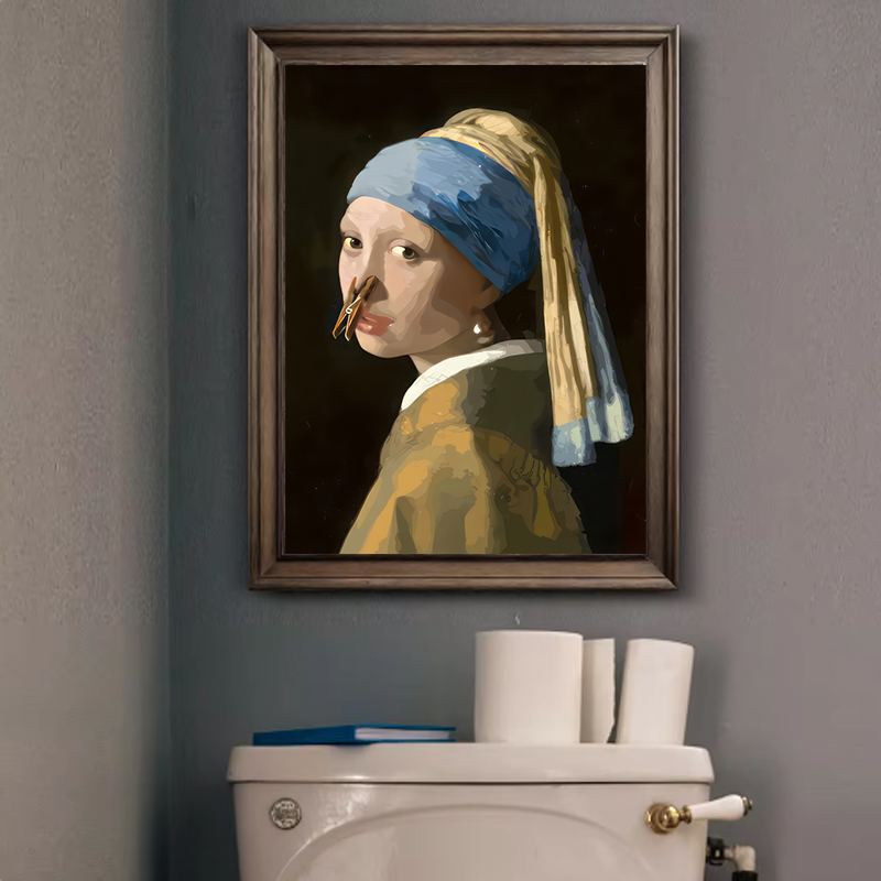 لوحة فنية تجريدية مضحكة للحمام - مراجعة Home Toilet Bathroom Design وسعره