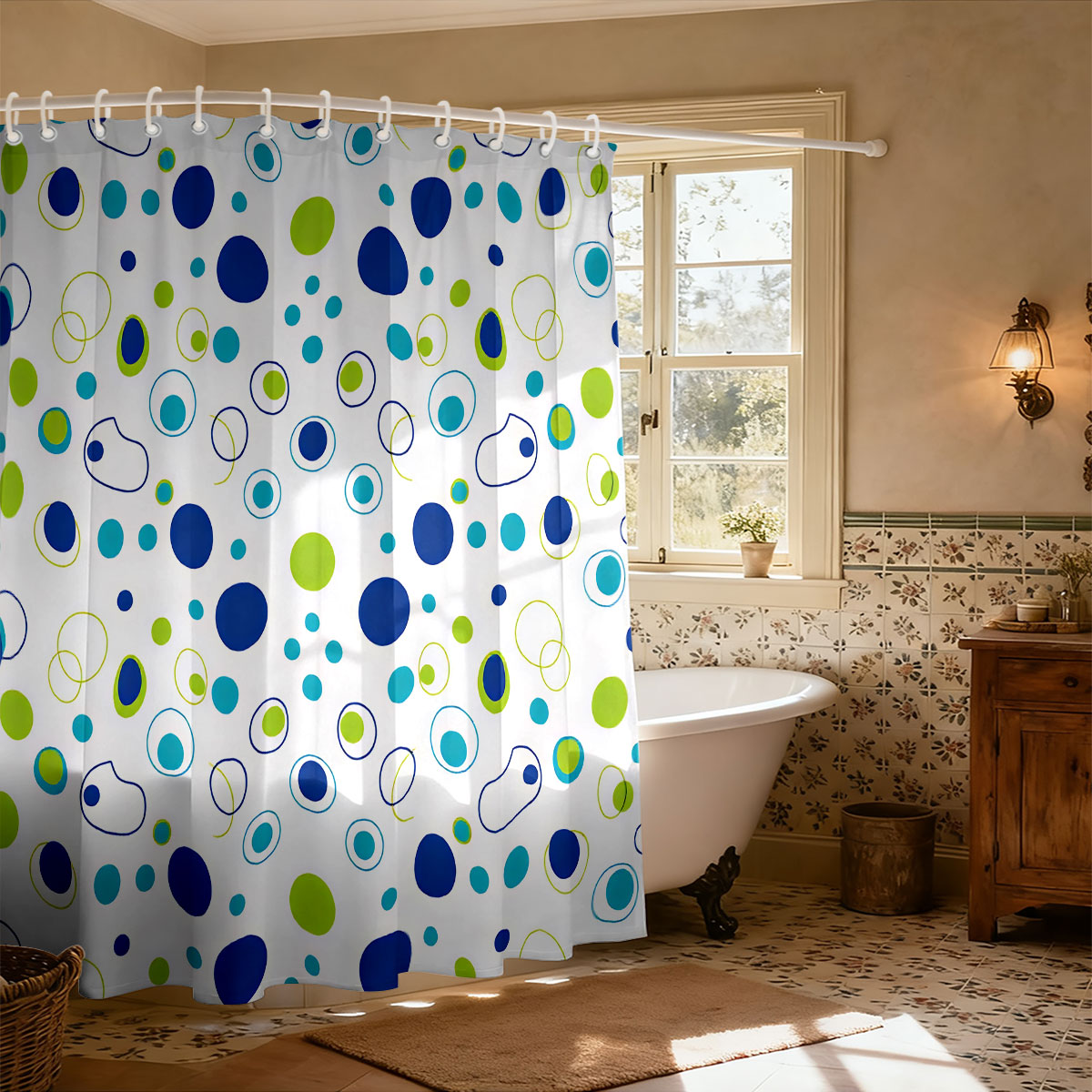 ستارة حمام مطبوعة ملونة متعددة - مراجعة Home Bathroom Partition وسعره