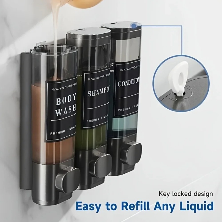 مجموعة موزعات شامبو وبلسم وصاب - مراجعة Home Bathroom Wall Soap Dispenser وسعره